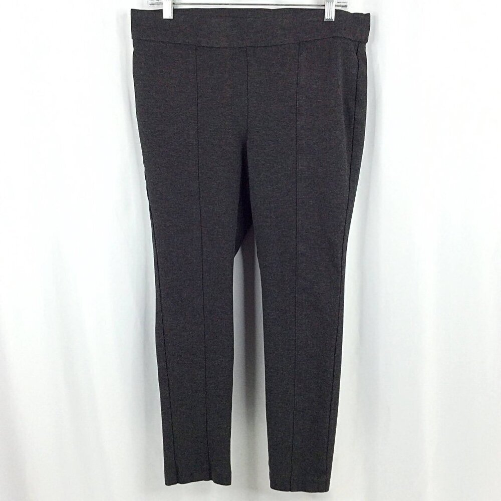 Anne Klein Womens Midweight Tummy Control Ponte Pant Size Large Charcoal Heather - Picture 4 of 12